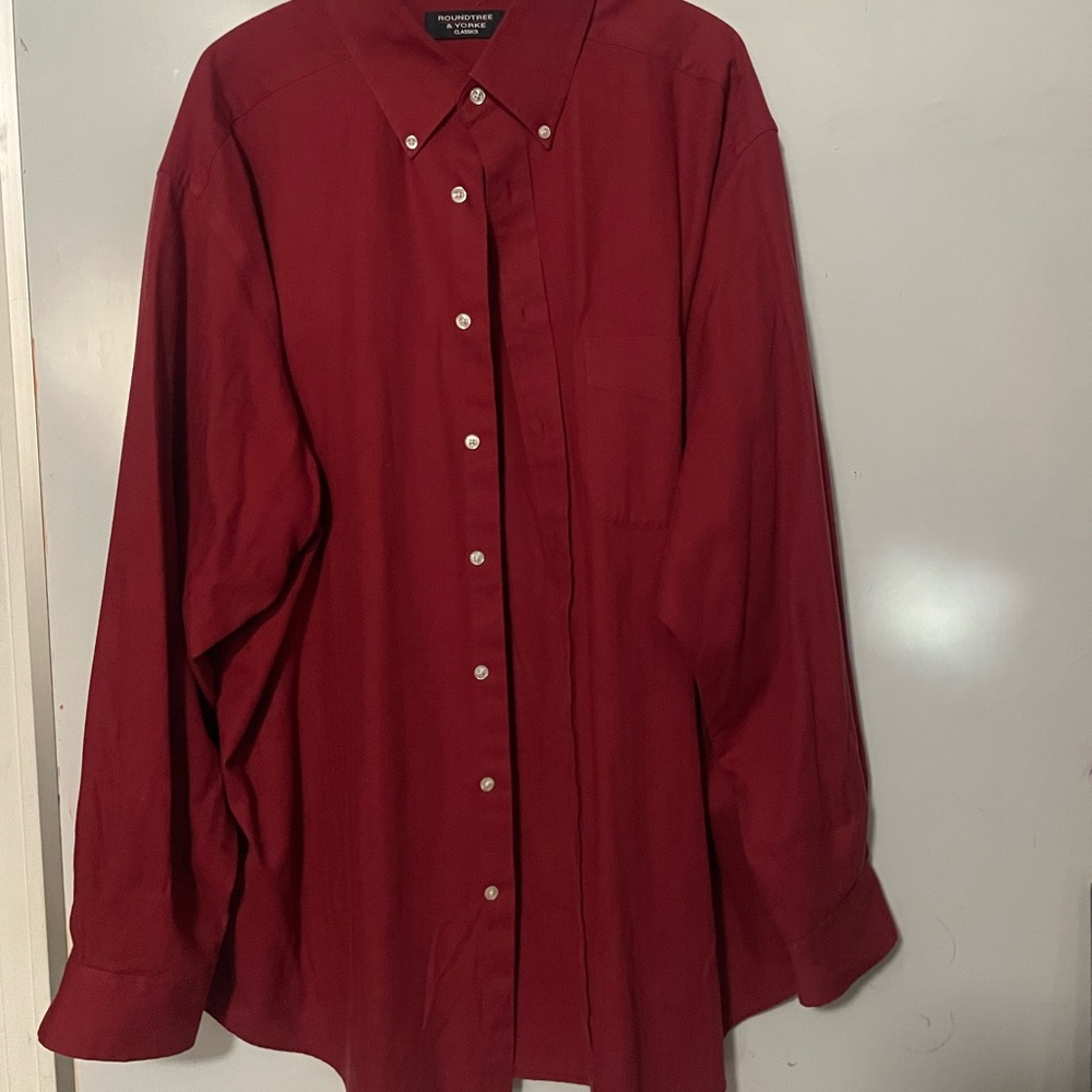 2X Tall Roundtree & Yorke Deep Red Dress Shirt